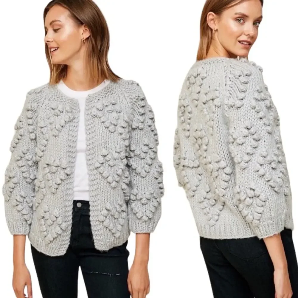 Hayden | Size M/L Los Angeles Heart Knit Cardigan Stone Grey Comfy Soft Fall